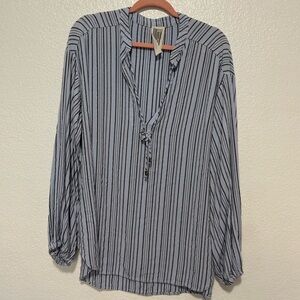 Free People Striped Oversized Blouse Medium EUC